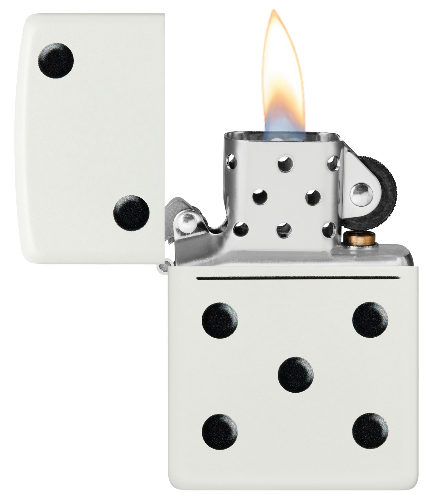 Zippo Domino Design White Matte Windproof Pocket Lighter, 46159