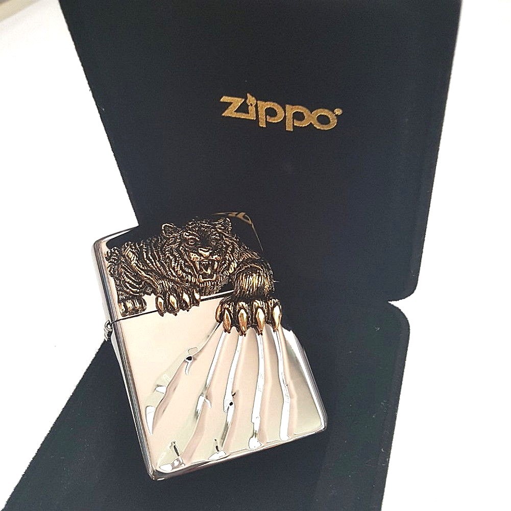 Zippo Tiger Claw BK Lighter Genuine Authentic Org Packing 6 Flints set Free GIFT