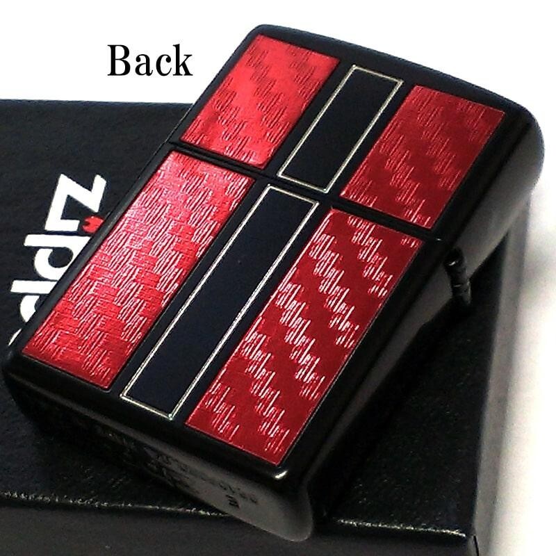 Zippo Oil Lighter Matte Black Carbon Red Fire Logo Regular Case Japan