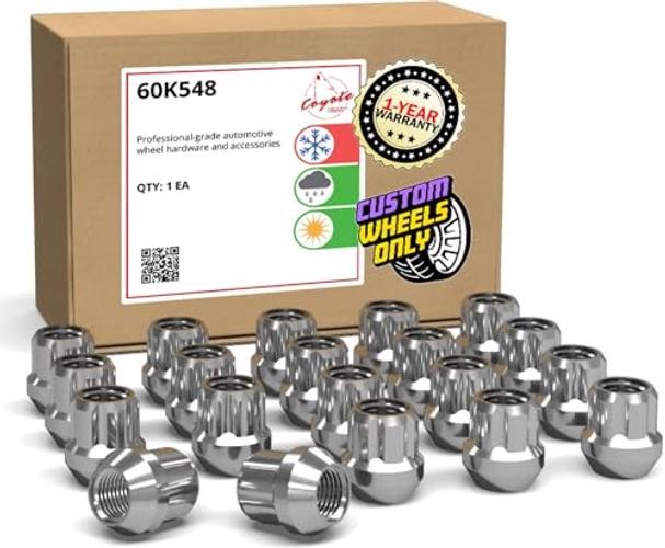 20 Pcs M14x1.5 Thread OE Acorn 25mm 1.00″ Long 20 Pack Chrome Open Spline