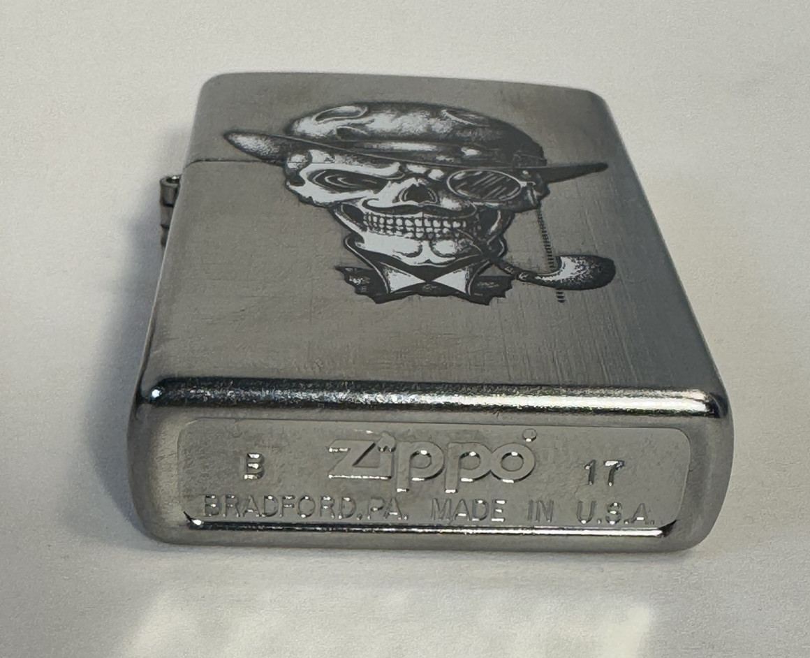 Zippo Lighter Gentleman Skull Bowler Hat With Monocle & Smoking Pipe #77430