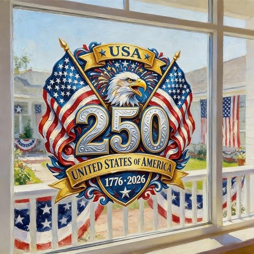 USA 250th Anniversary Window Clings 1776-2026 250th Anniversary Design 1