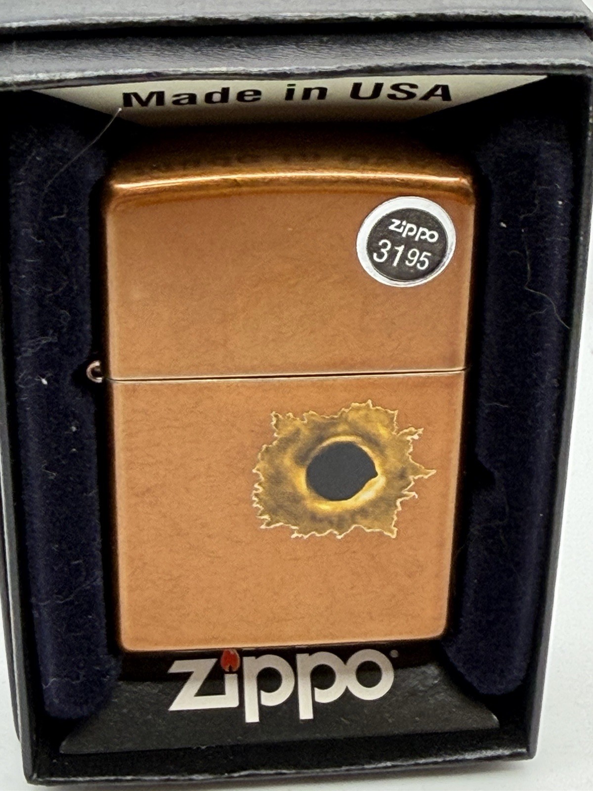 Vintage 2012 Bullet Hole Bronze Color Zippo Lighter New B37