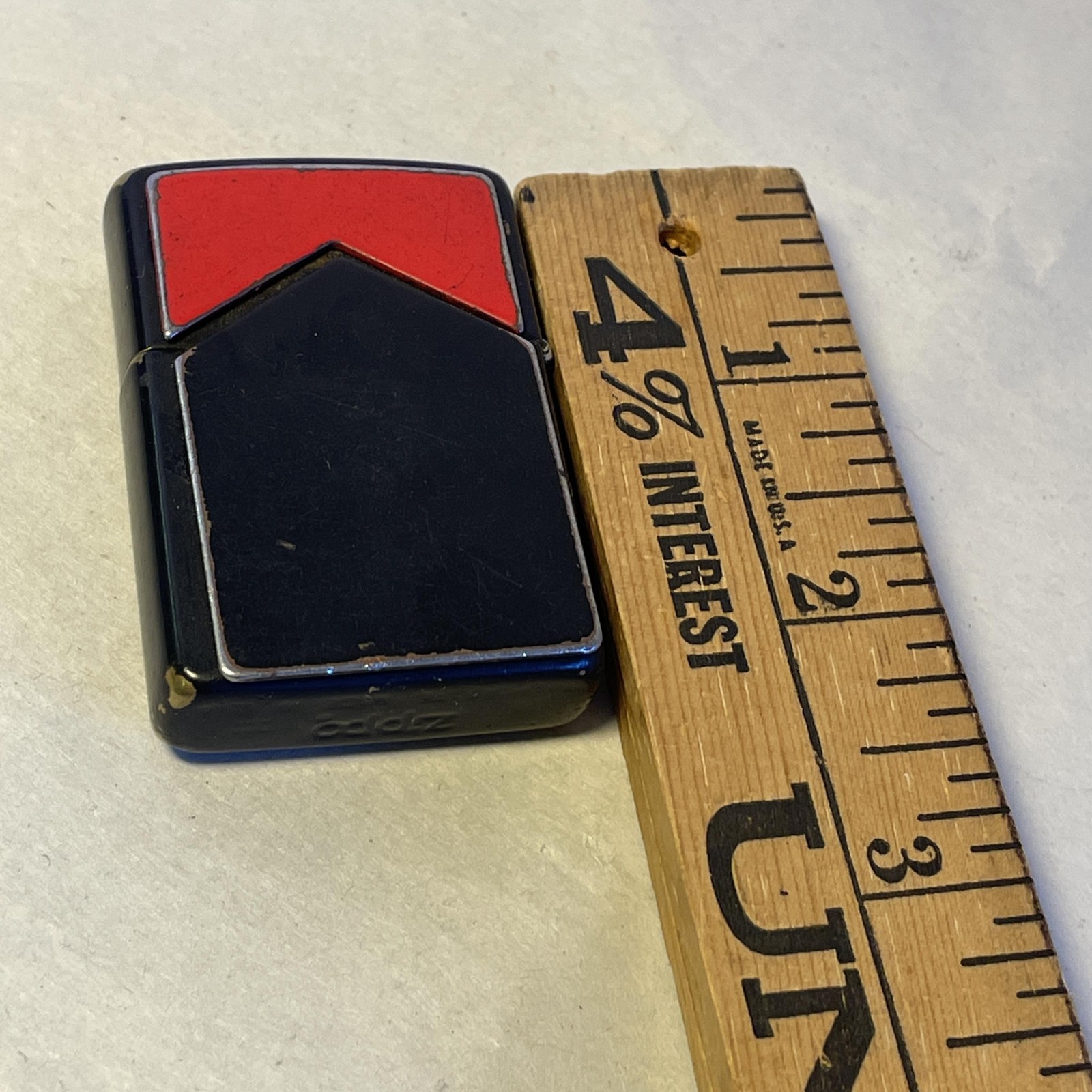 Zippo Windproof Lighter Black Red Chevron Geometric Works Flip Top Refillable