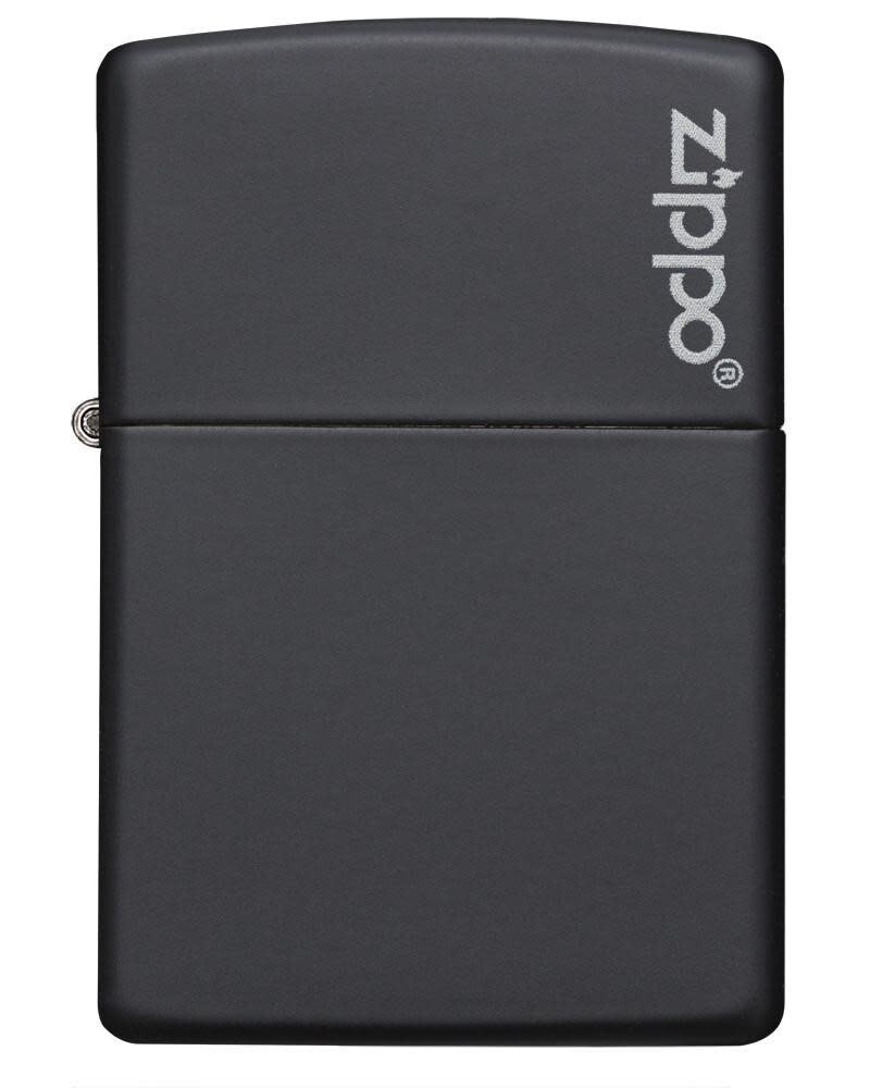 Zippo 218ZL, Classic Black Matte Finish Lighter, Zippo Logo, Full Size