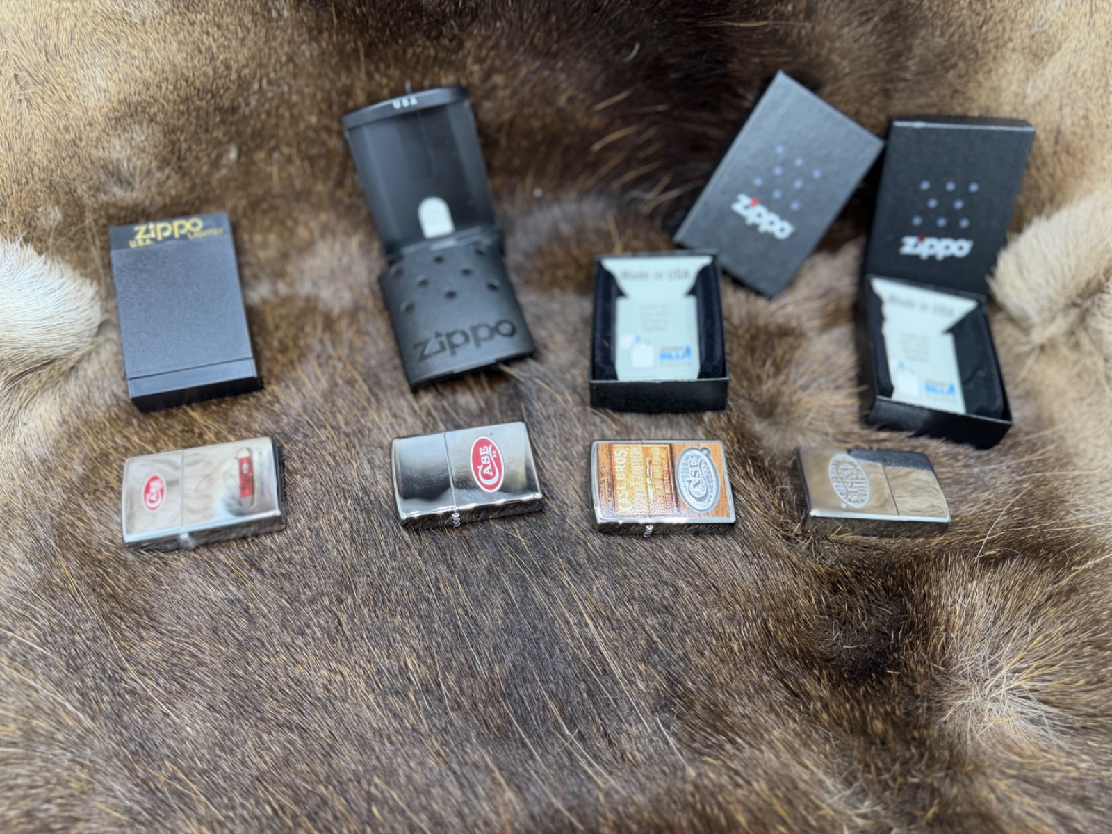 Four (4) Factory Case / Zippo Lighters Mint With Stickers In Box – RARE #11
