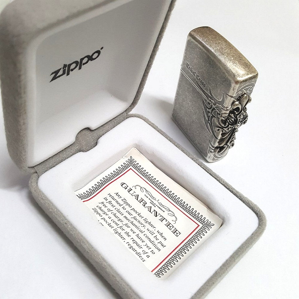 Zippo Side Tribal Cross Sl Lighters Genuine Org Packing 6 Flints set GIFT
