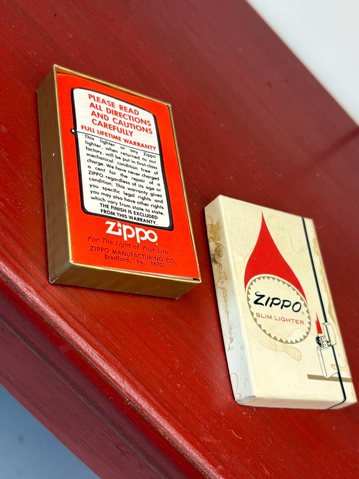 Old Vintage Zippo Slim Jeffboat Lighter in Box with Paper Insert – No Fluid