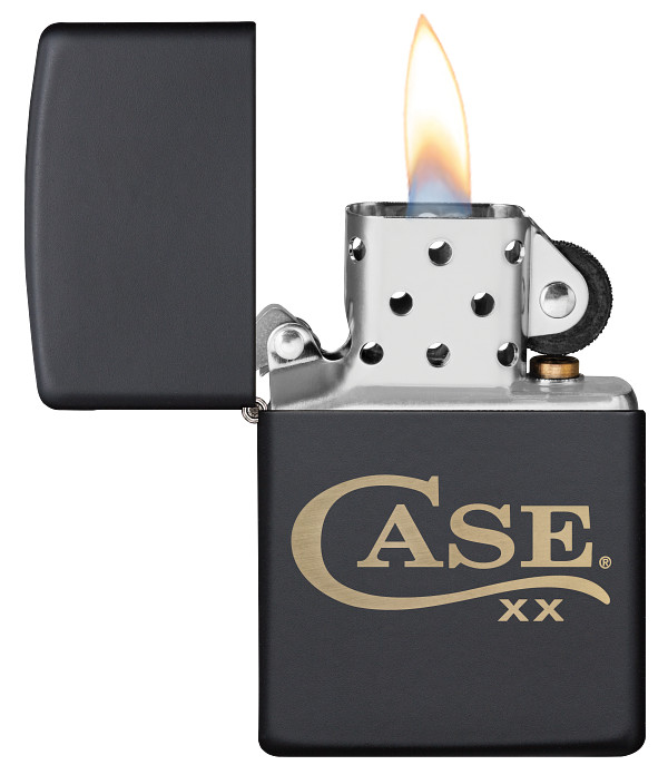 Zippo Lighter – Case XX Gold Logo on Black Matte – 85247