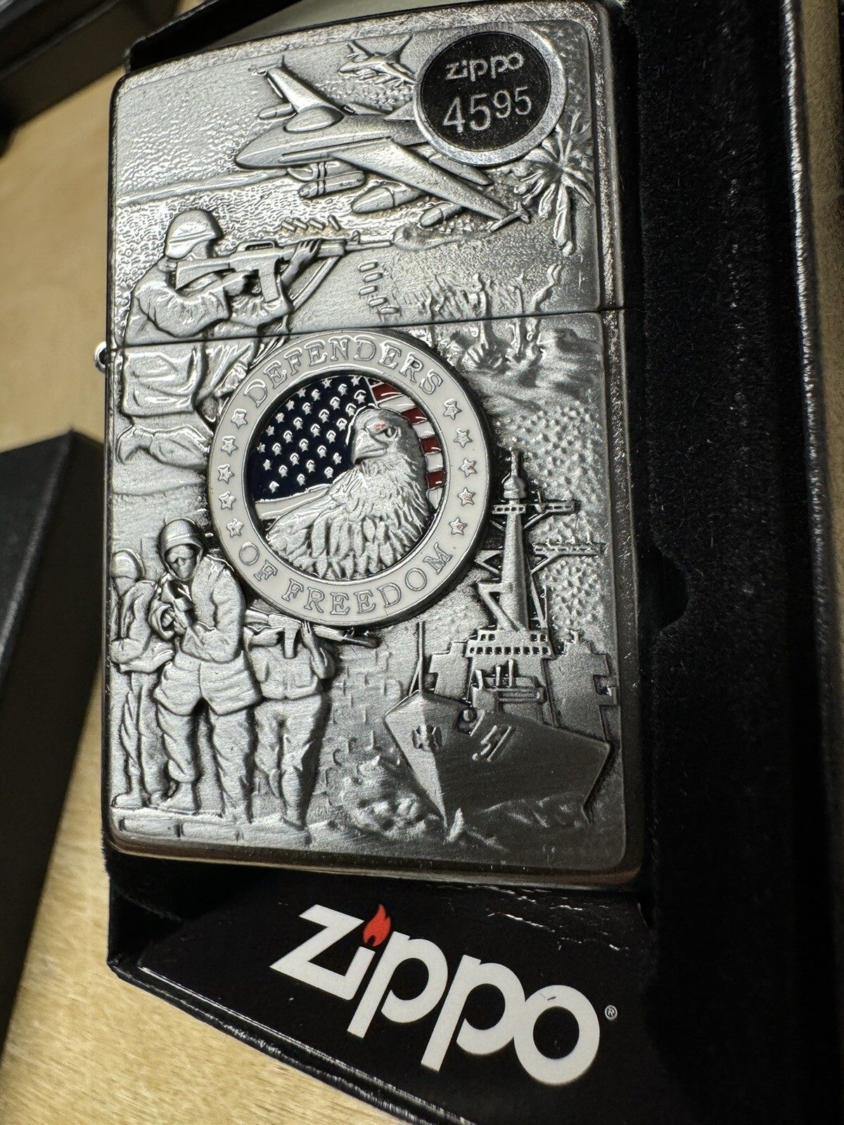 Zippo Defenders of Freedom – Joined Forces Themed Silver Lighter – 24457 – New