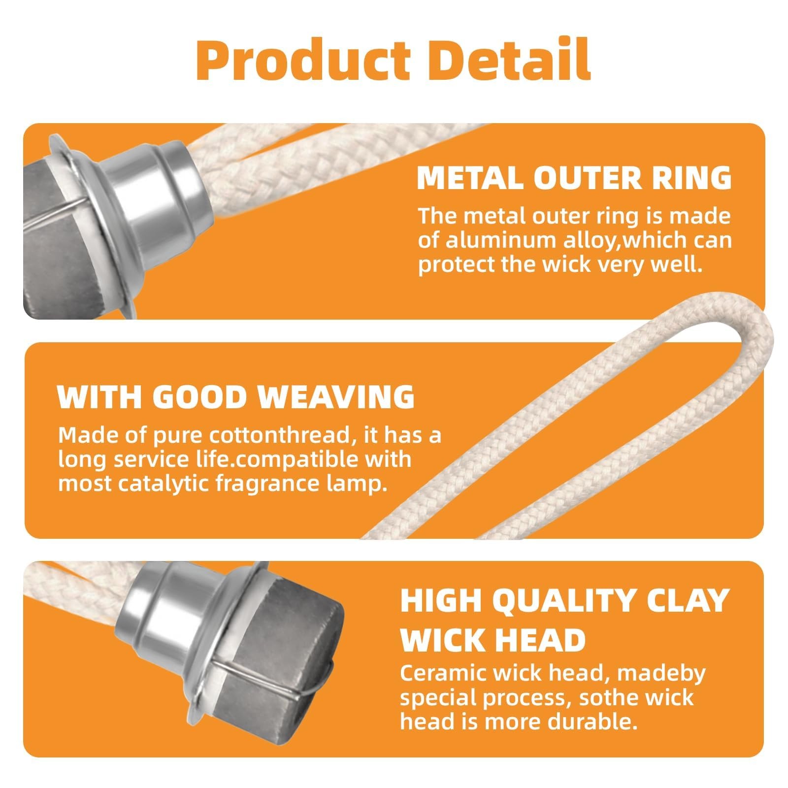 2 Pcs Oil Lamp Wick Replacement for Catalytic Fragrance Lamps – Silver