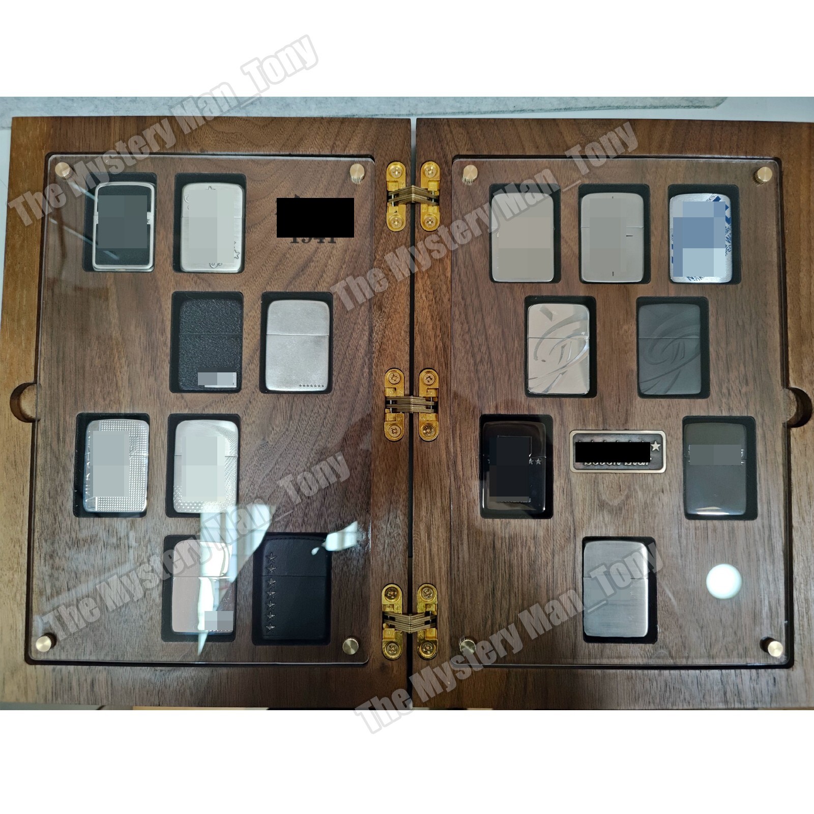 16 Slot Black Walnut Lighters Collection Display Case – for Zippo Lighters