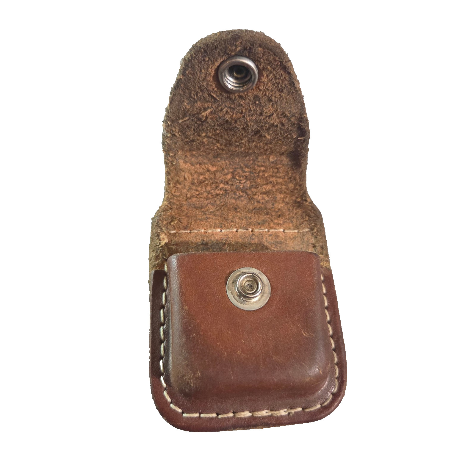 Vintage Zippo Brown Leather Belt Pouch Holder Case Snap Closure USA