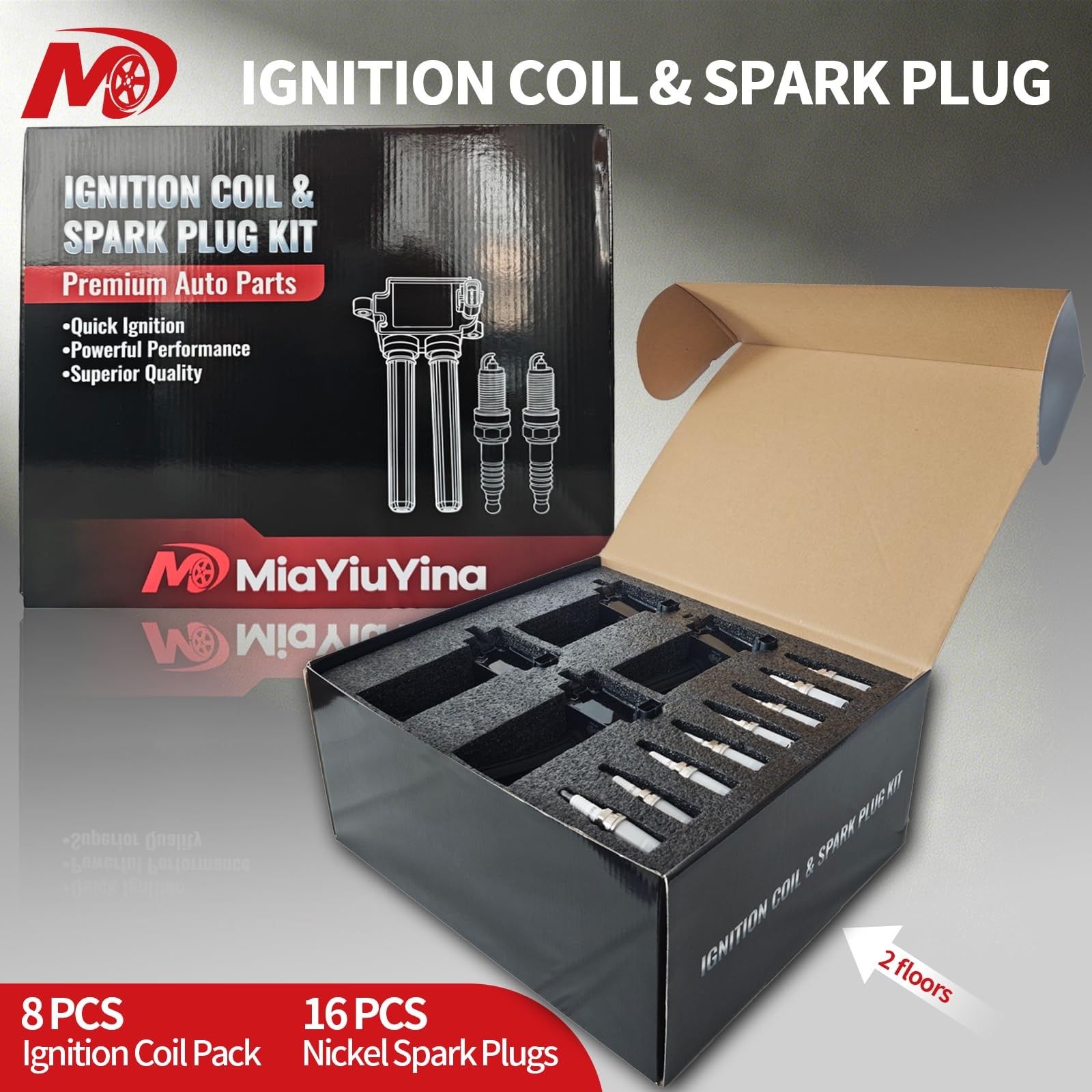 8PK UF504 Ignition Coils & Iridium Spark Plugs for Dodge Jeep 5.7L HEMI V8