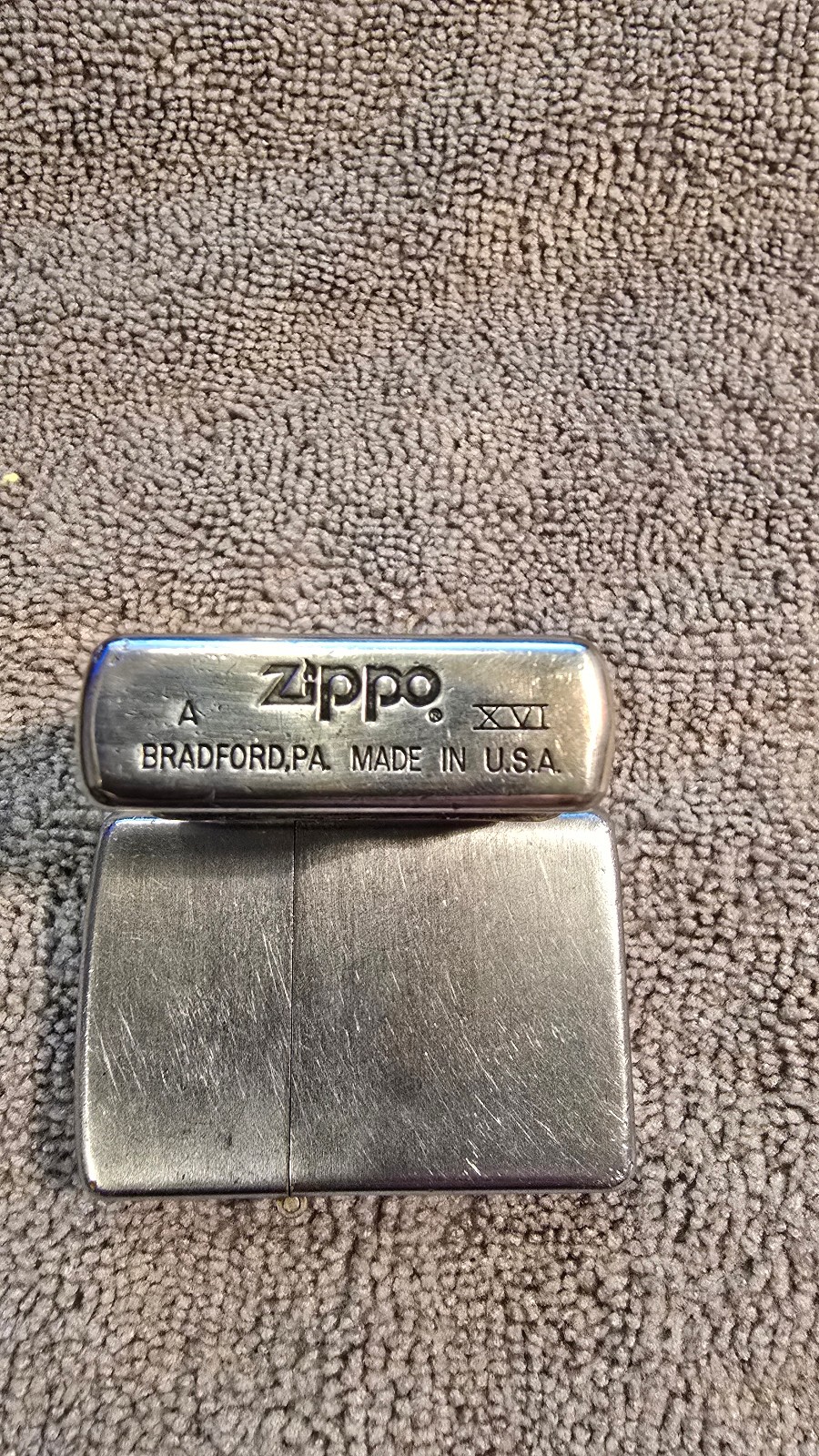 Rare Vtg Zippo Lighter Silver Plated A XVI