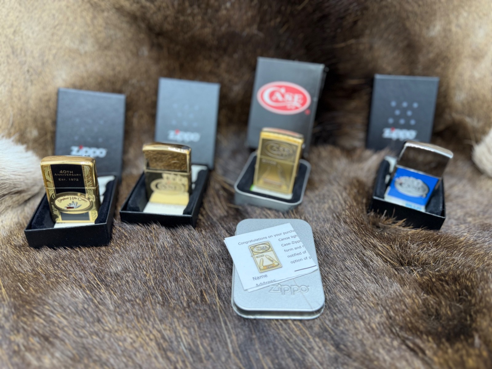Four (4) Factory Case / Zippo Lighters Mint With Stickers In Box – RARE #12