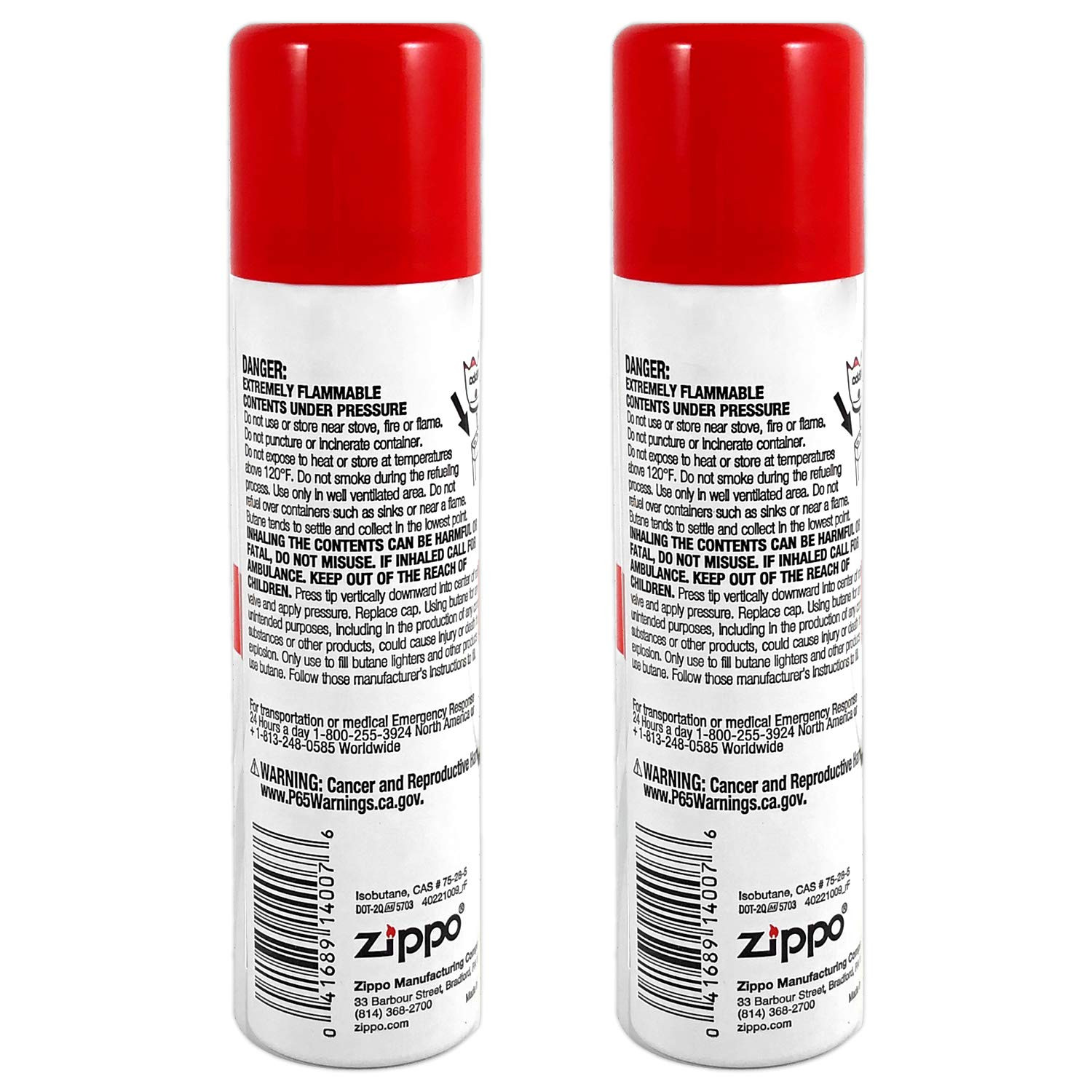Zippo Butane Fuel 2 Pack 75ml Universal Tip Lighter Fluid Made in USA