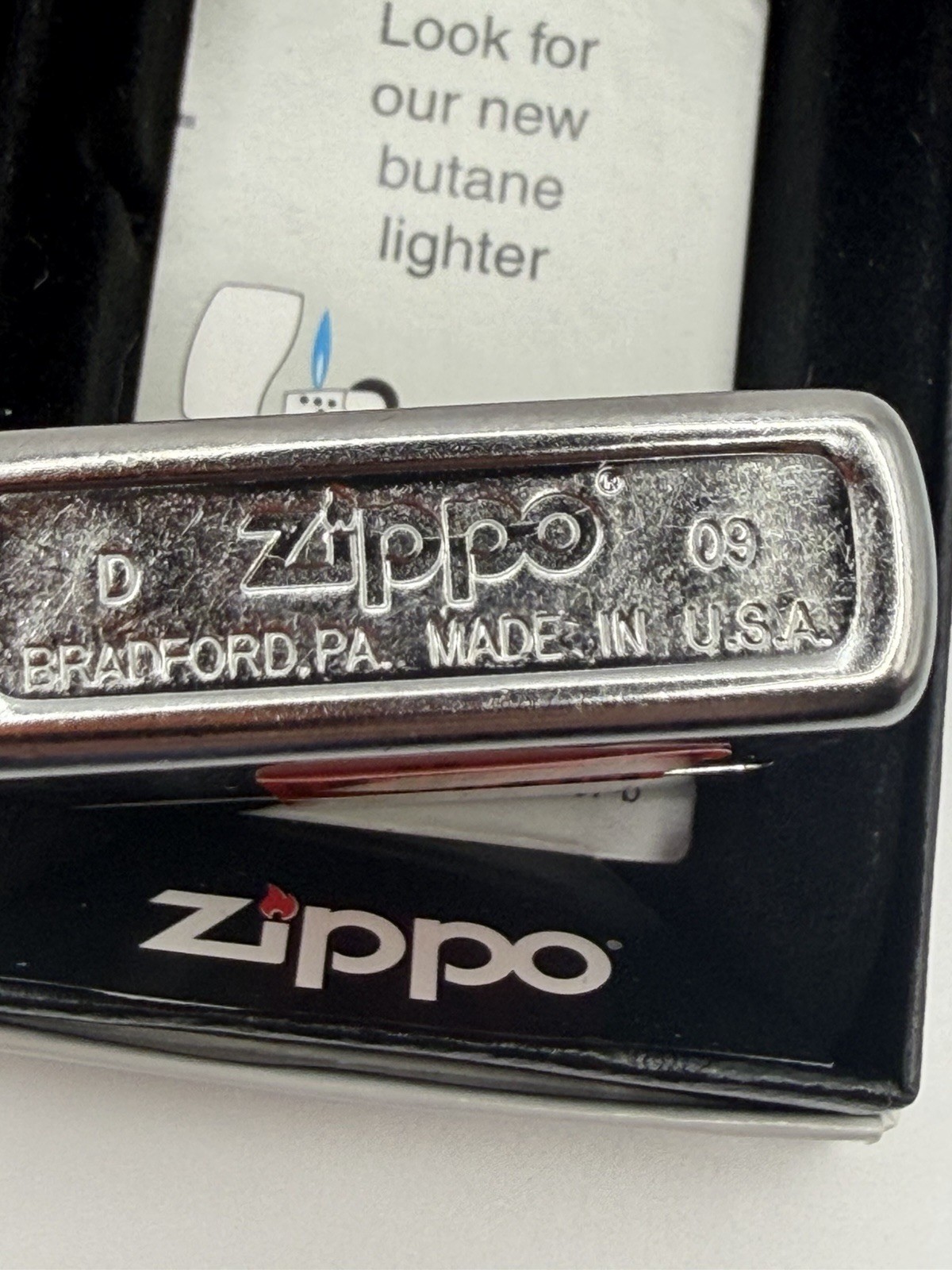 Vintage 2009 Harley Davidson Orange Stripe Chrome Zippo Lighter New B8