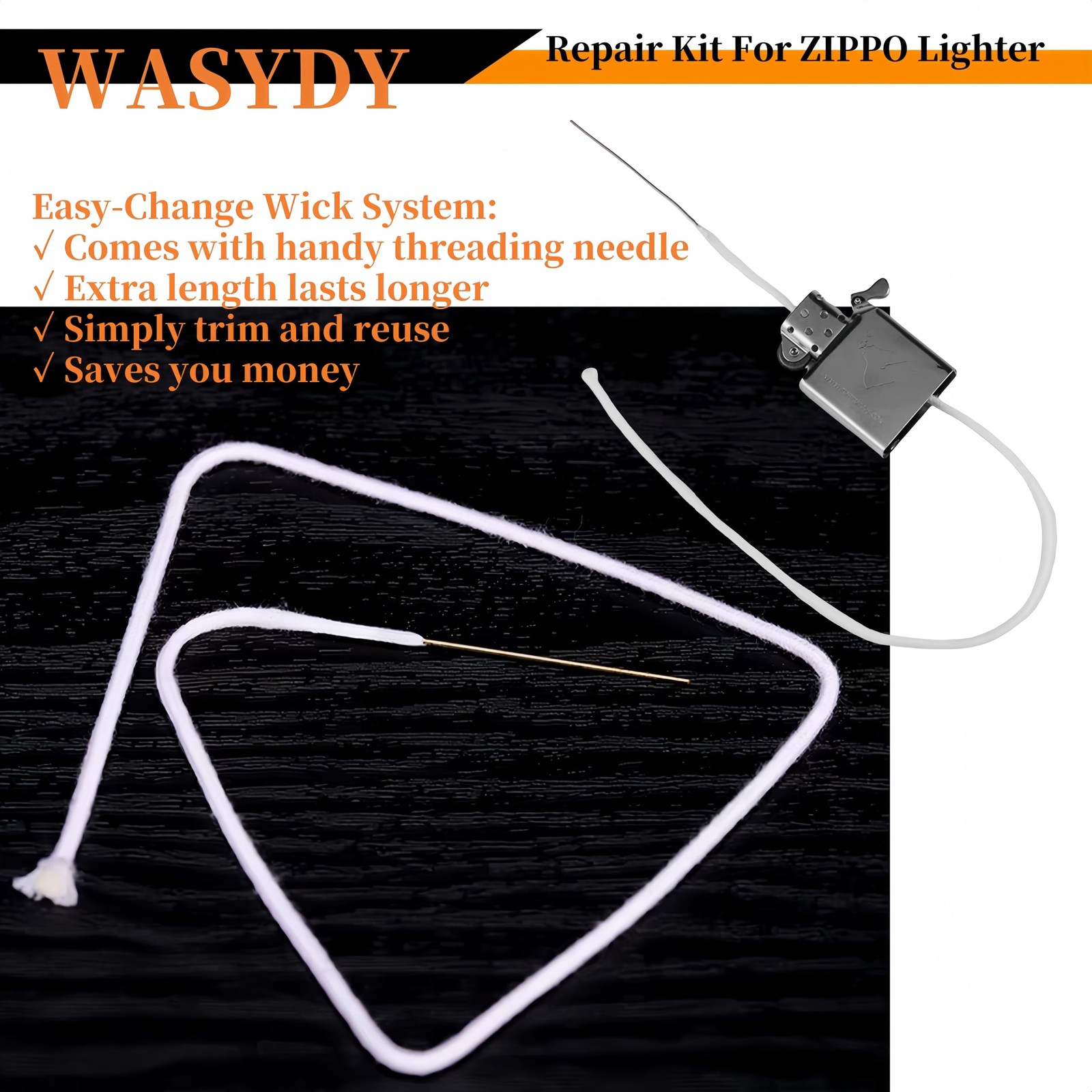 Lighter Repair Kit,Wick and Cotton Replacement Parts Compatible with White