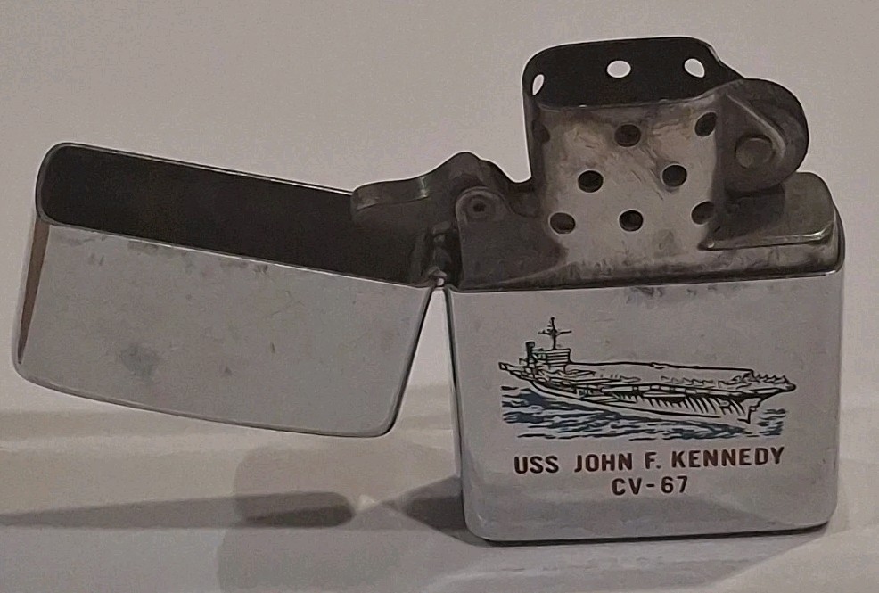 Vintage 2001 USS John F Kennedy CV-67 High Polish Chrome Zippo Lighter