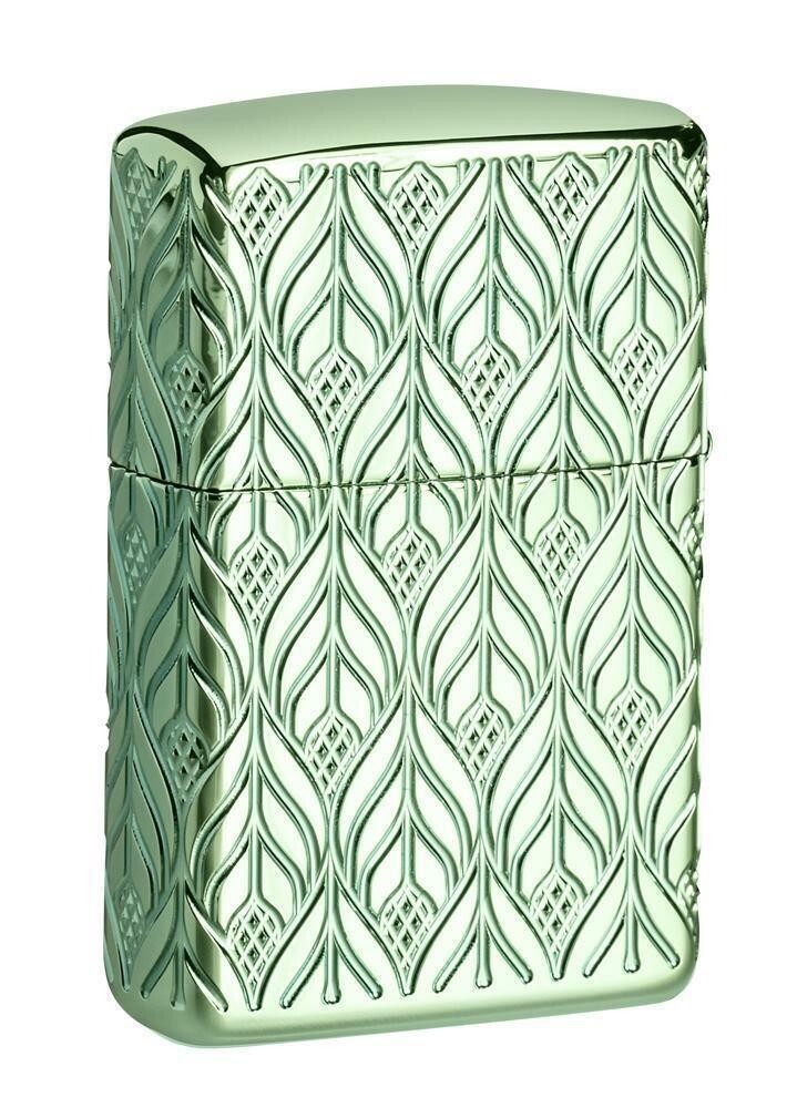 Zippo 49054, Chinese Dragon Deep Carved Armor High Polish Green Lighter, NEW