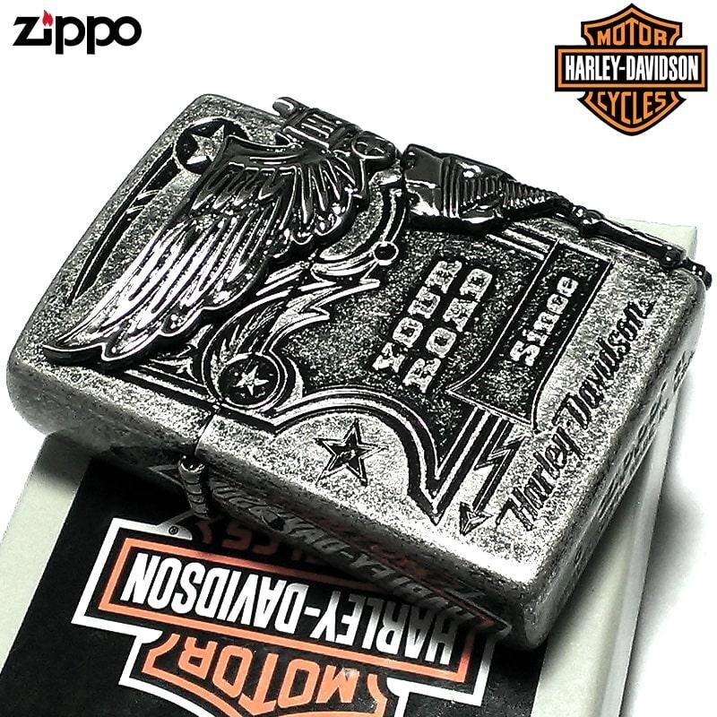 Zippo Harley Davidson HDP-28 Eagle 3 Sides Metal Silver Lighter Japan Limited