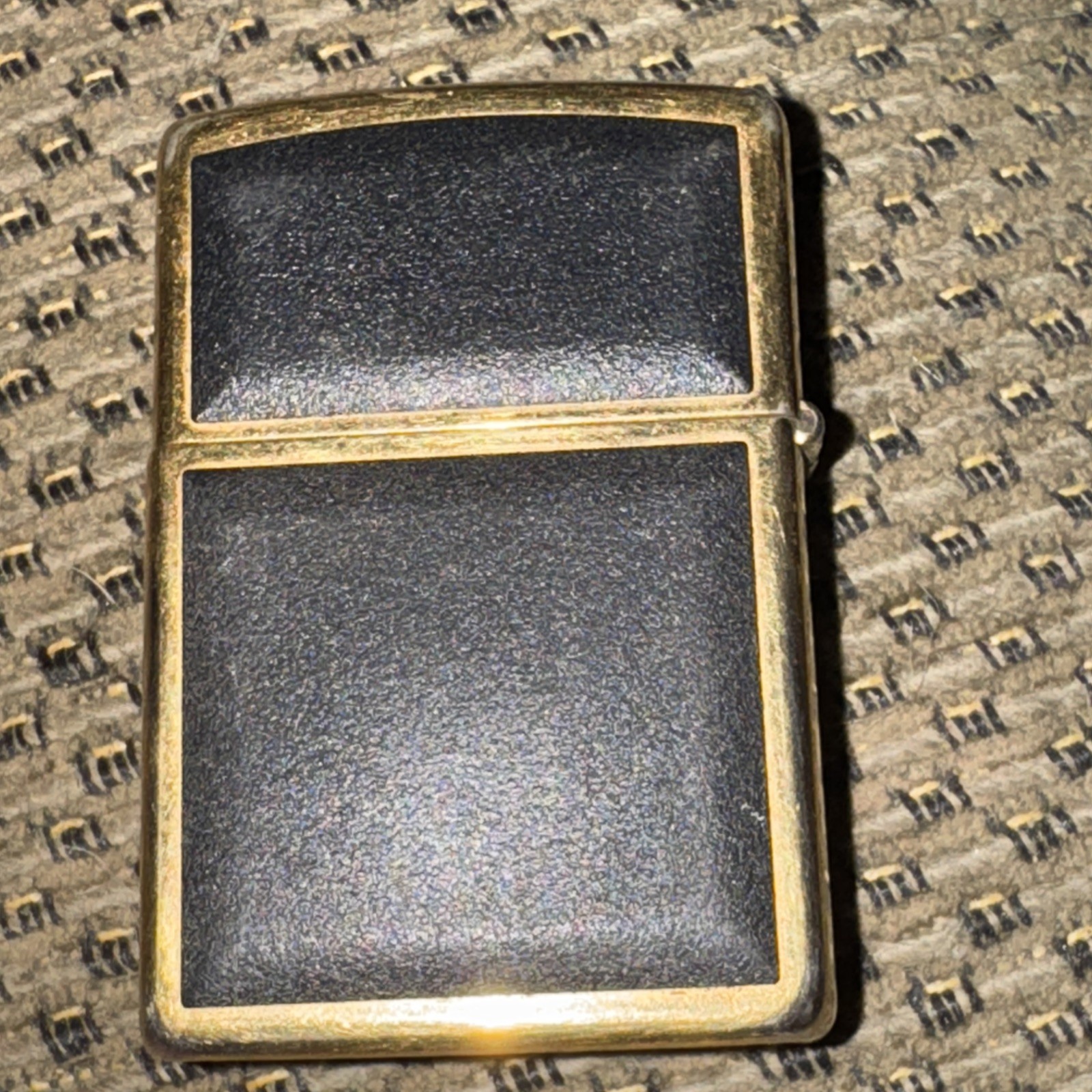 Vintage Zippo X1 Gold Tone Lighter Black Leather Inlay Collectible Untested