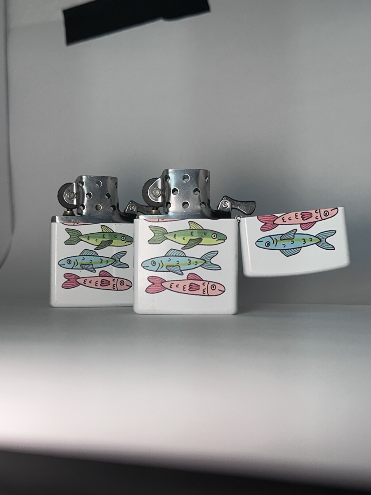 Zippo clone Flip-Top Lighter Colorful Fish Graphic pack of two