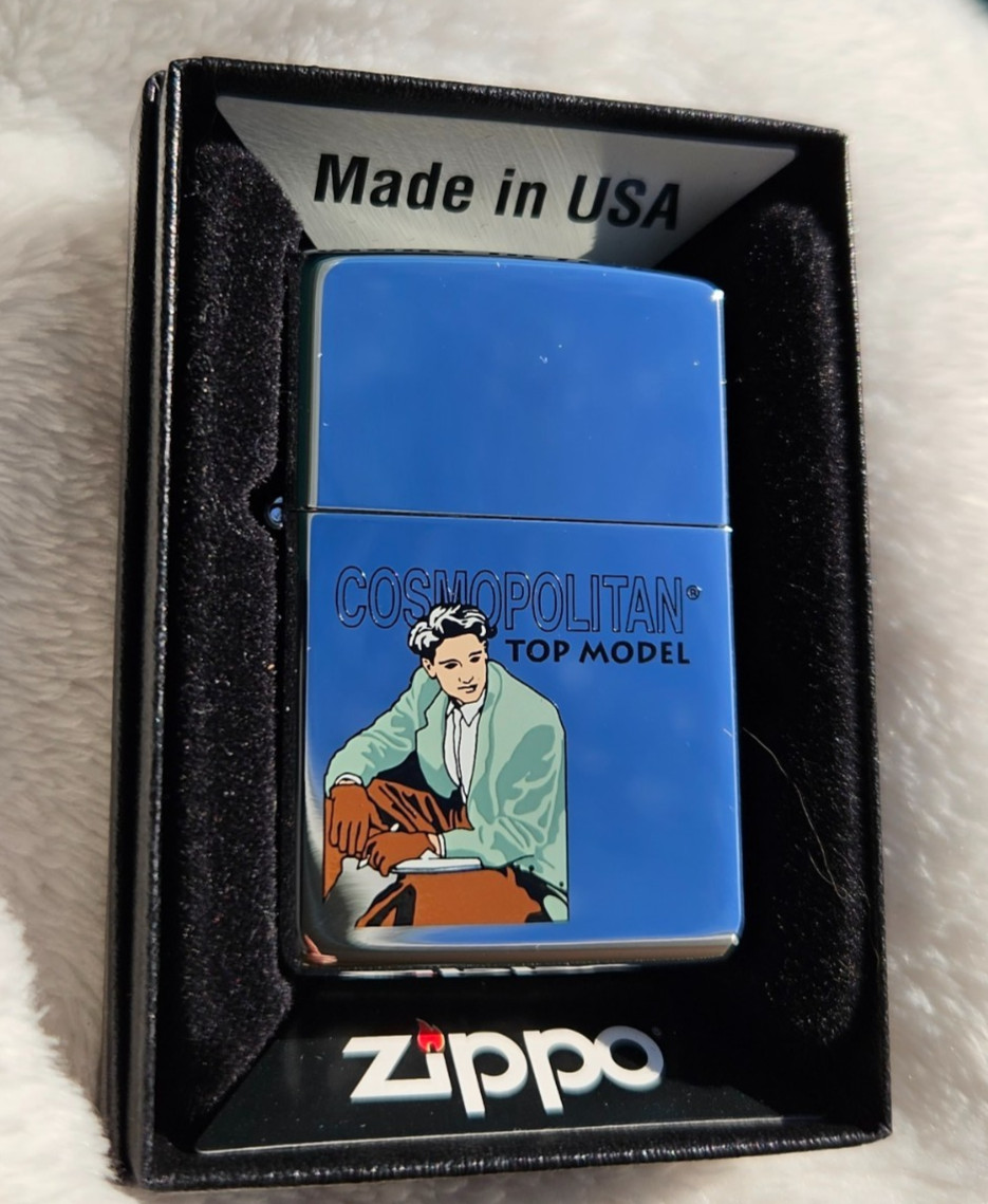 Zippo Lighter 1996 Cosmopolitan Top Model Handsome Young Man, High Polish Chrome