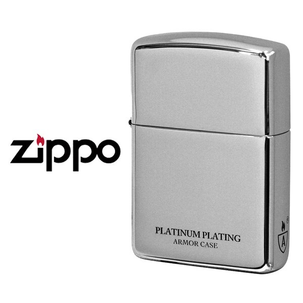 Zippo Armor Case Titanium Platinum Plating Silver Side Logo Oil Lighter New