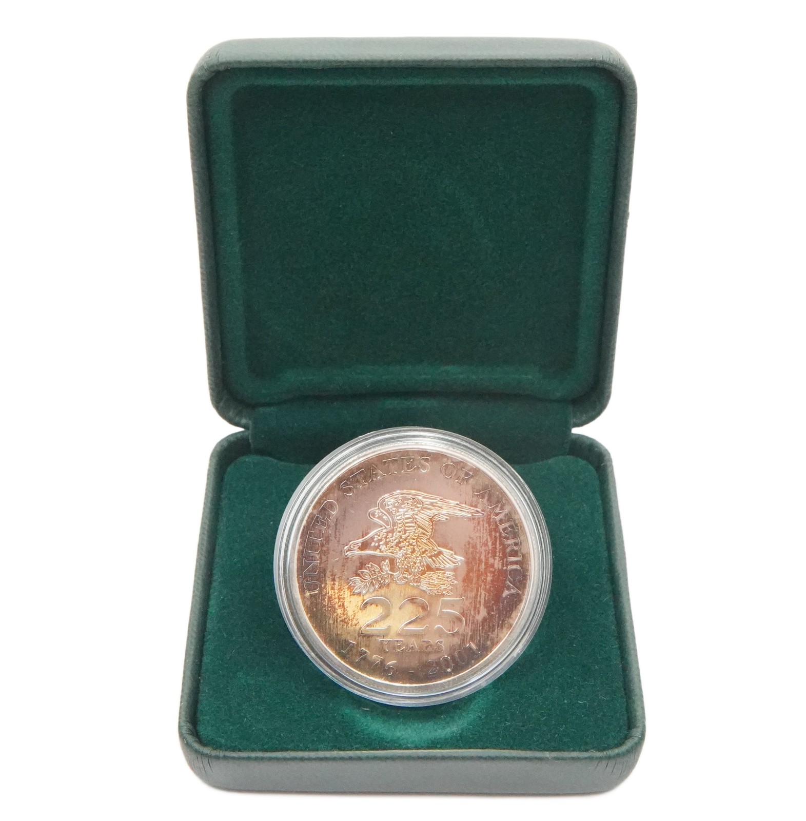 2001 USA 225 Years Sterling Silver Commemorative Medallion w/ Case & Box