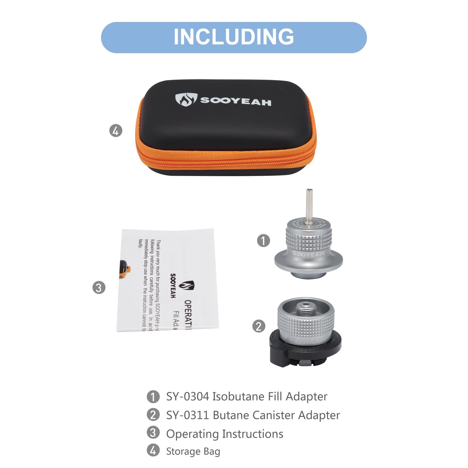 SOOYEAH Butane/Isobutane Fill Adapter,Gas Φ1.1*1.4in / Φ2.8CM*3.6cm, Grey