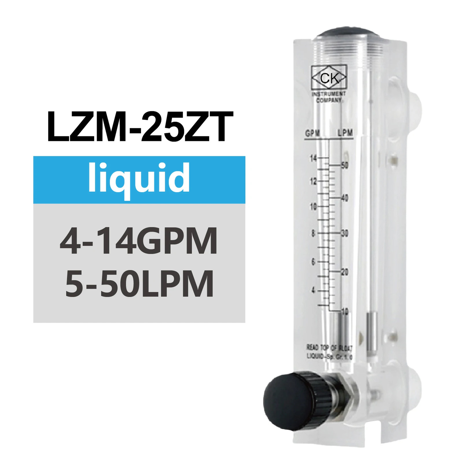 LZM-25ZT Rotameter Acrylic Flow Meter Gas Water Liquid 20-350 Nm3/H Variable Are