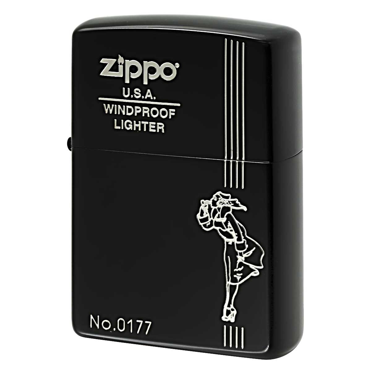 Zippo Lighter CASE ONLY Windy Girl Classic Black Matte Serial Number Present