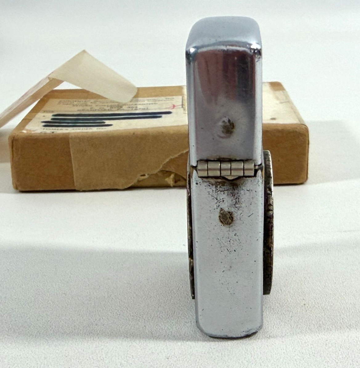 1950s Zippo Lighter w. Silver Deutsche Mark & US ARMY 17th Battalion Vet Coins