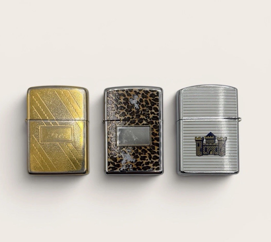 Lot of 3 Vintage Lighters Zippo 1990 Zippo 2012 & LDL Japan Brass Chrome