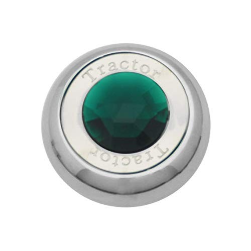 95373 Screw-in Chrome Plated Aluminum Knob w Jewel Green Tractor