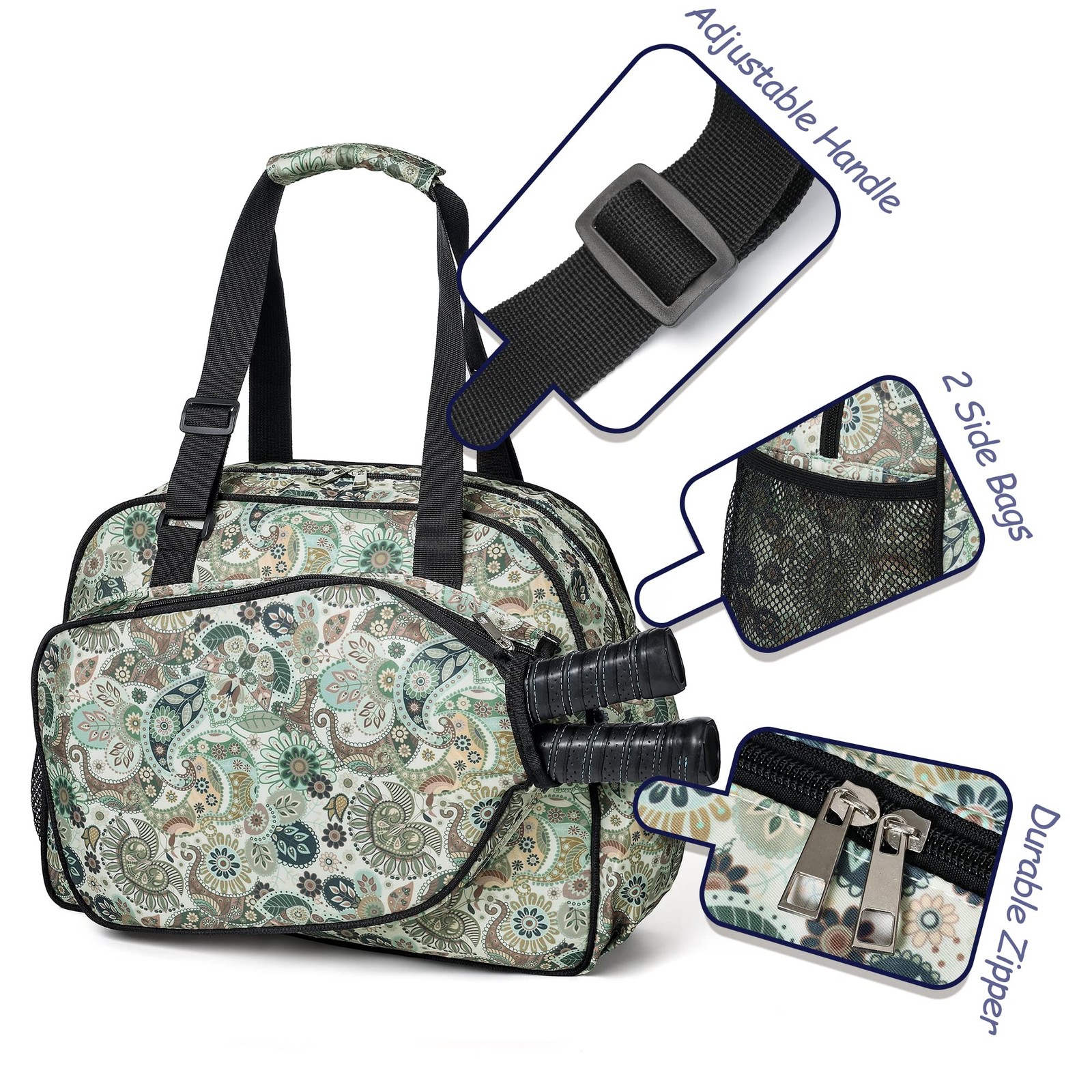 Boulder Bee Premium Pickleball Bag Women’s Tote Shoulder Gym Water Bottle Holder