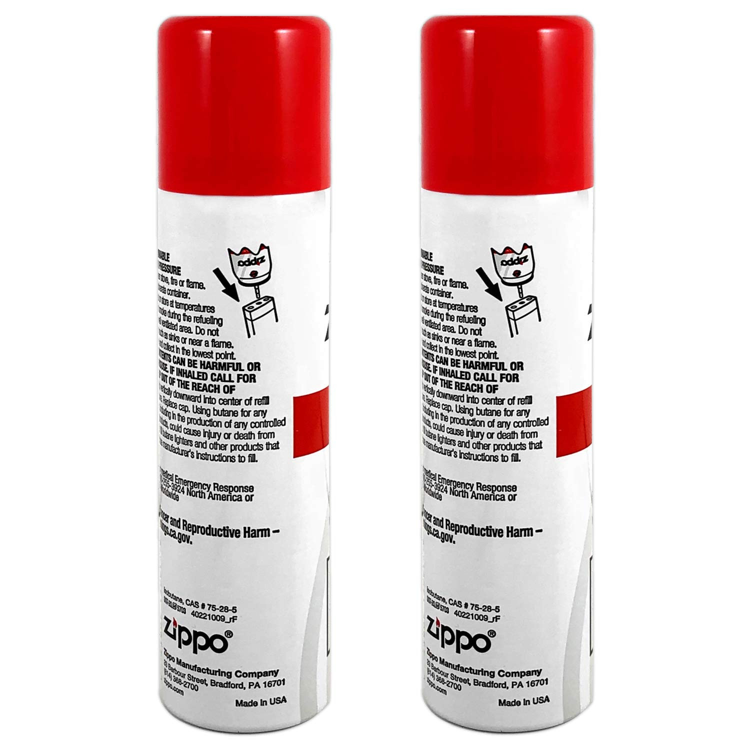 Zippo Butane Fuel 2 Pack 75ml Universal Tip Lighter Fluid Made in USA