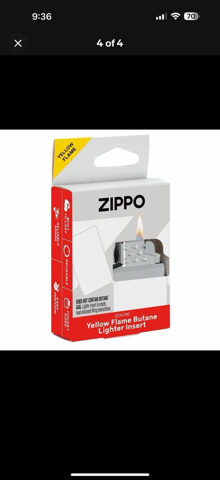Zippo WPL Chrome Lighter & Zippo Yellow Flame Butane Insert Regular, Made USA