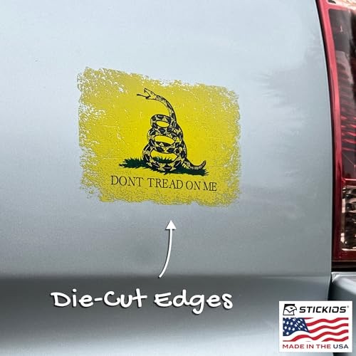 Dont Tread On Me Gadsden Flag Sticker – Distressed Patriotic 1776 American