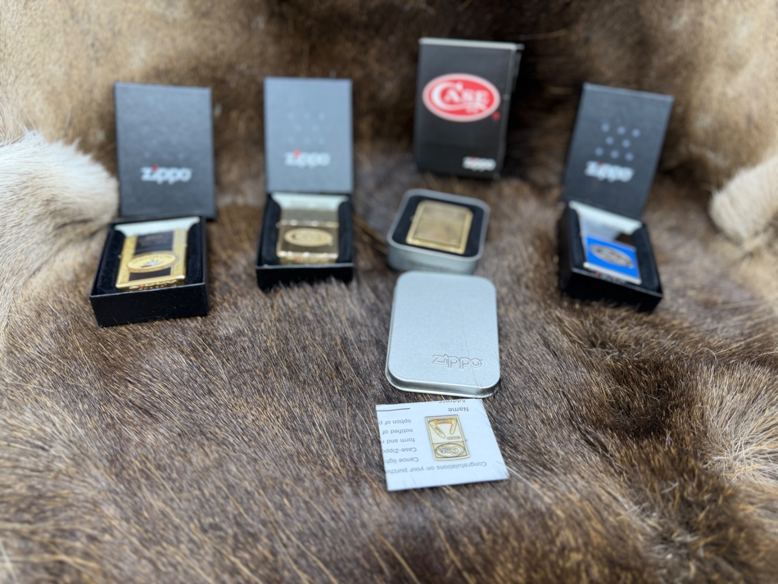 Four (4) Factory Case / Zippo Lighters Mint With Stickers In Box – RARE #12