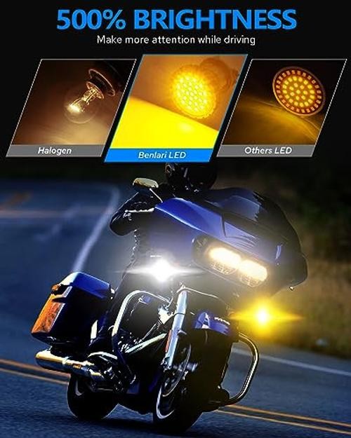 Upgrade 2″ Motorcycle Front Turn Signals with Smoked Lens Covers 1157 LED