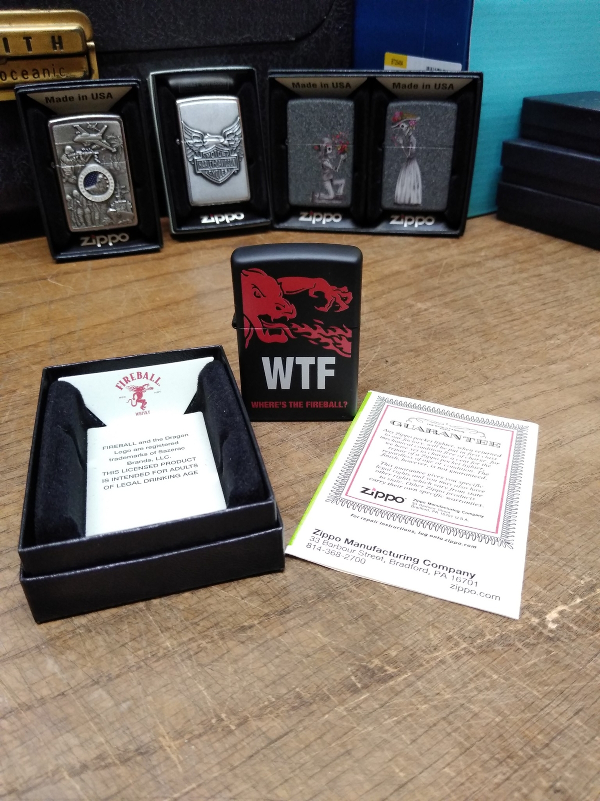 NOS Sealed 2018 Zippo WTF Where’s The Fireball Black Matt Cigarette Lighter Box