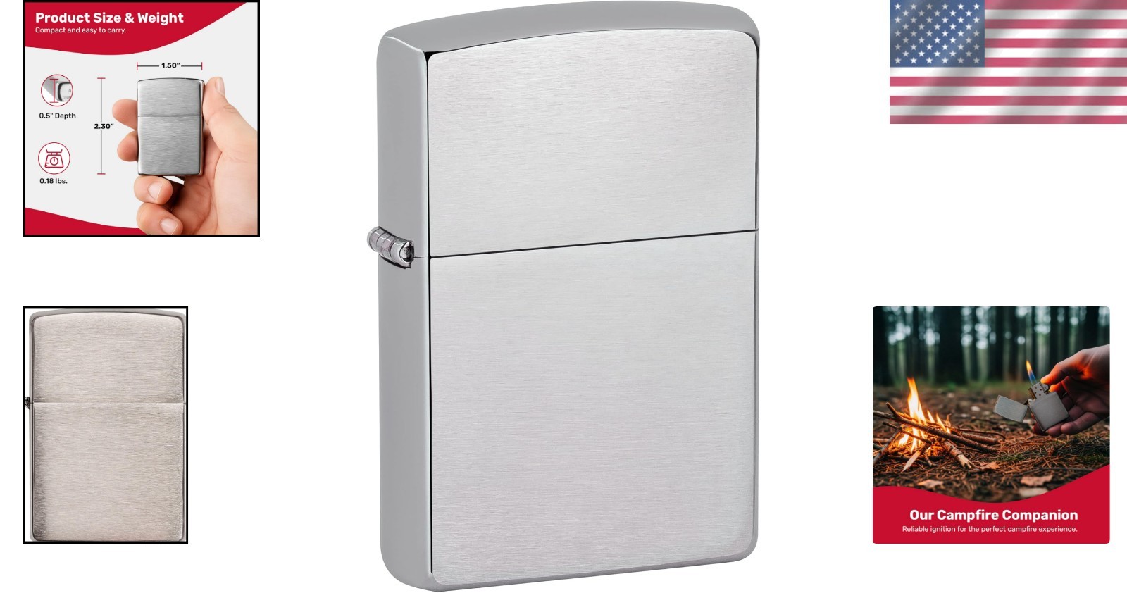 Timeless Classic Pocket Lighter – Durable Brushed Chrome, Windproof & Refillable
