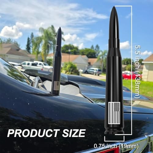 American Flag 50 Cal Bullet Antenna – Anti 5.5 inch American Flag Black Style