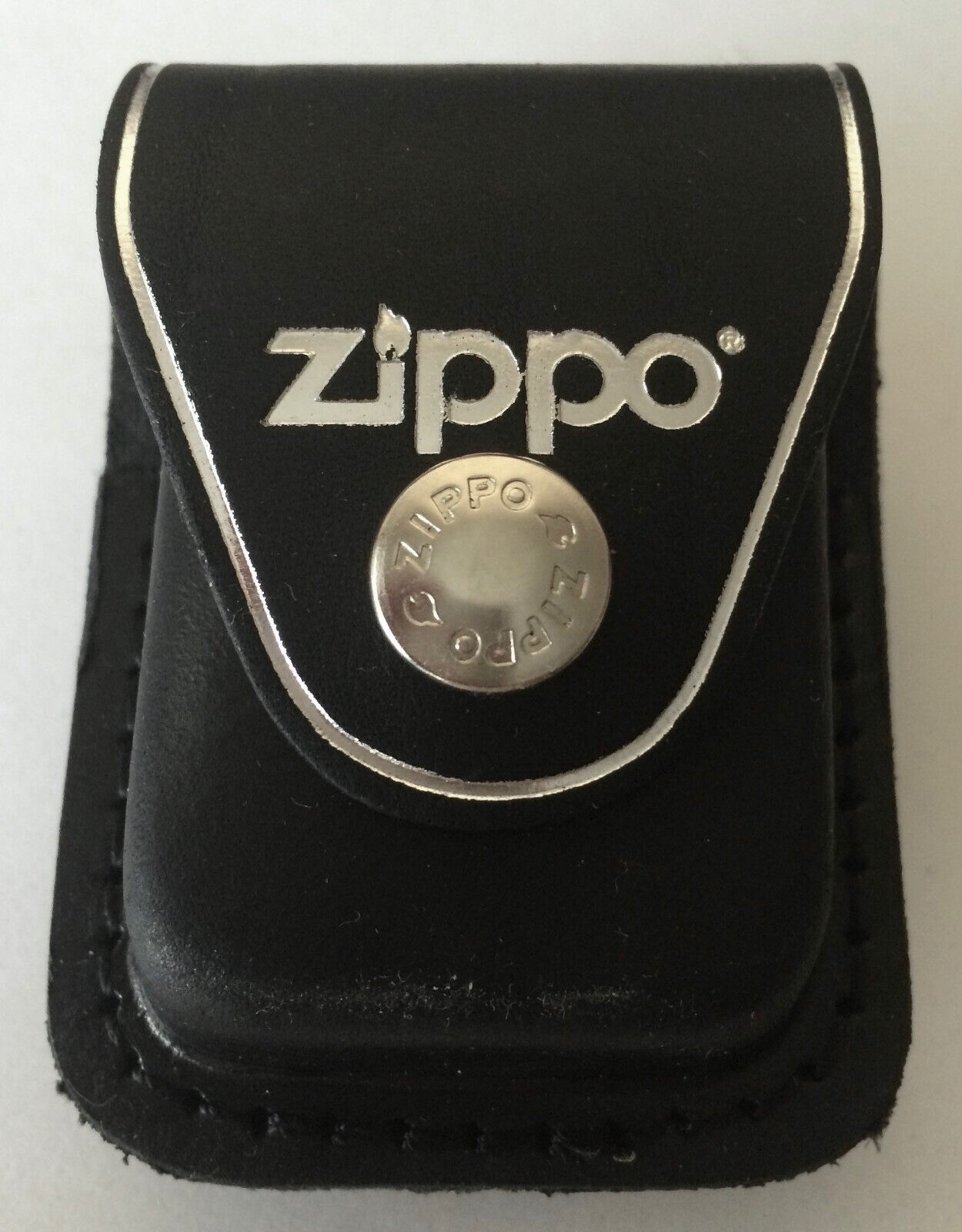 Zippo Black Leather Lighter Pouch With Clip, Item LPCBK, New In Box