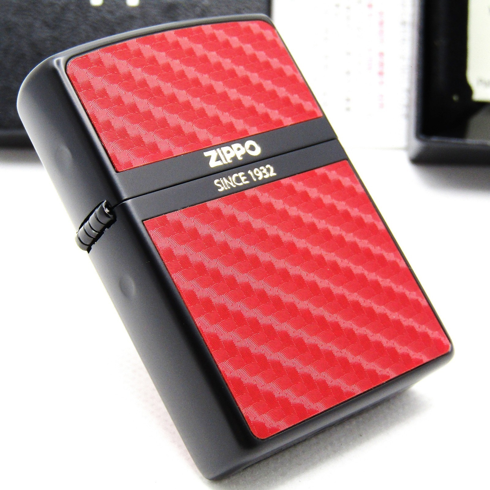 Black Red Carbon 2 Sided Zippo Oil Lighter 2024 MIB