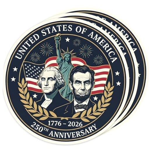 [3 PCS] 250th Anniversary Sticker United States 1776–2026 Commemorative