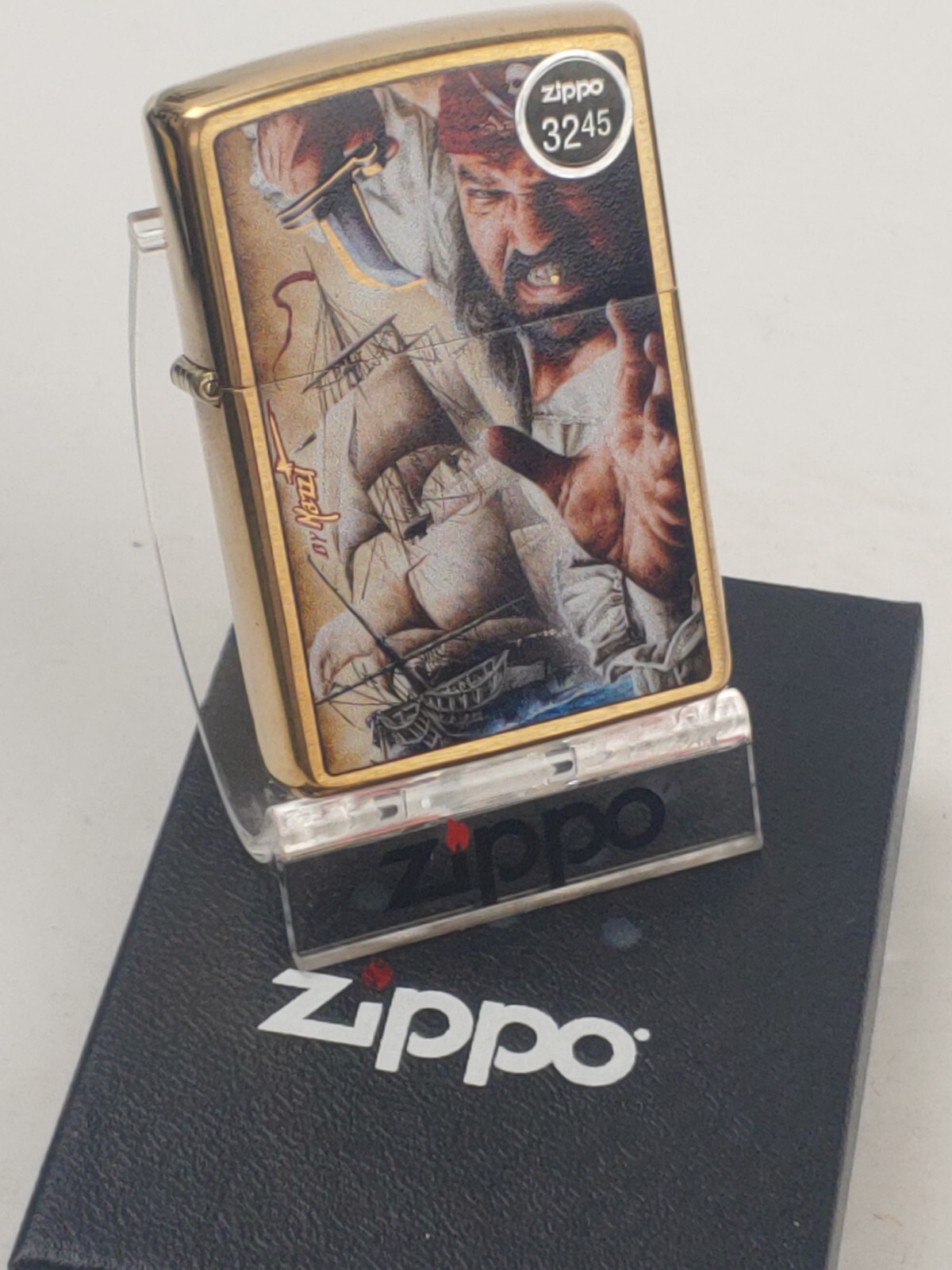 Zippo 29781 MAZZI PIRATE on Brushed BRASS Windproof Lighter – AUG (H) 2018